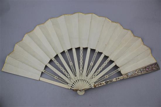 A 19th century French ivory fan,